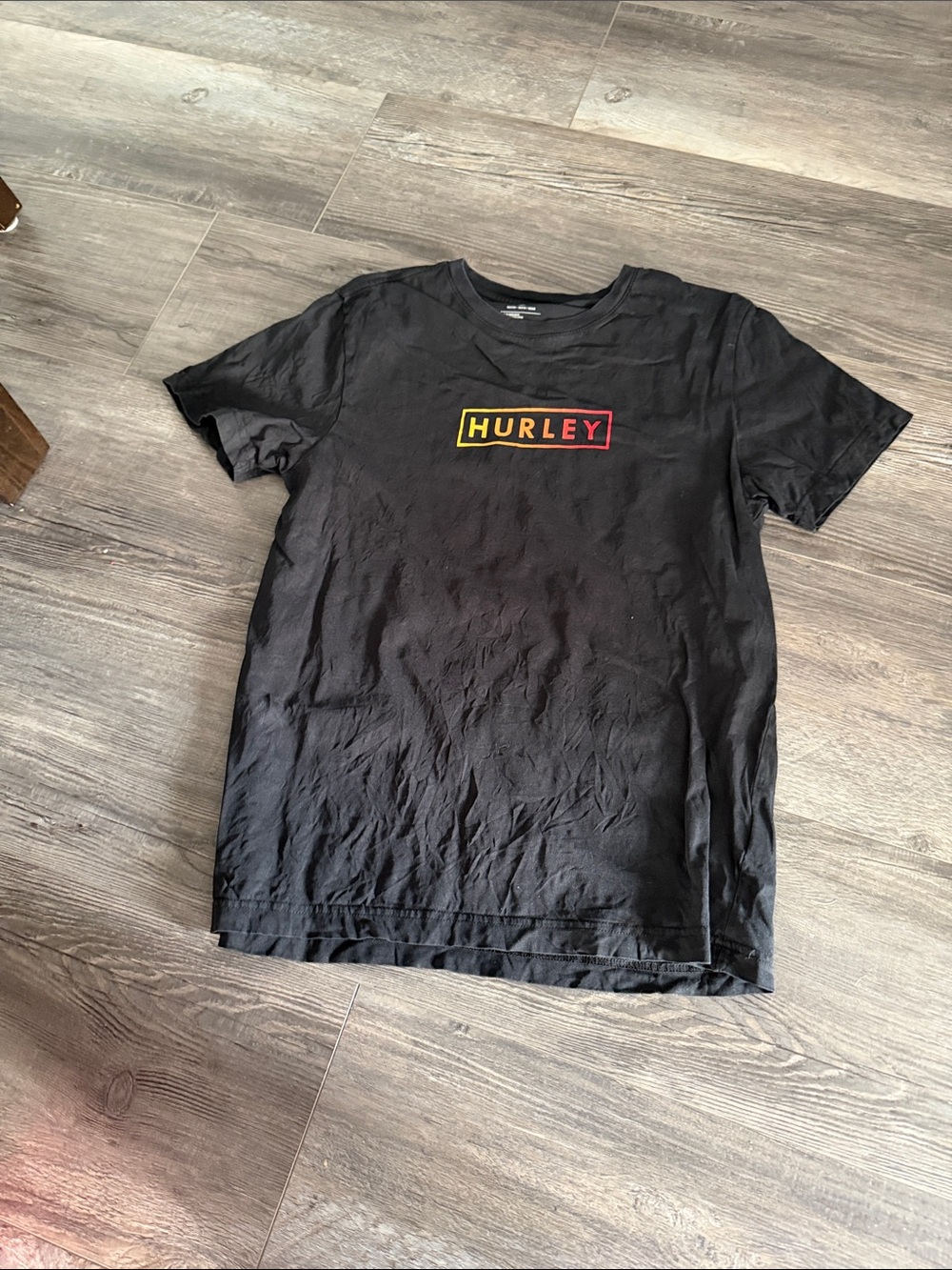 Hurley Black Tee with Yellow and Red Logo
